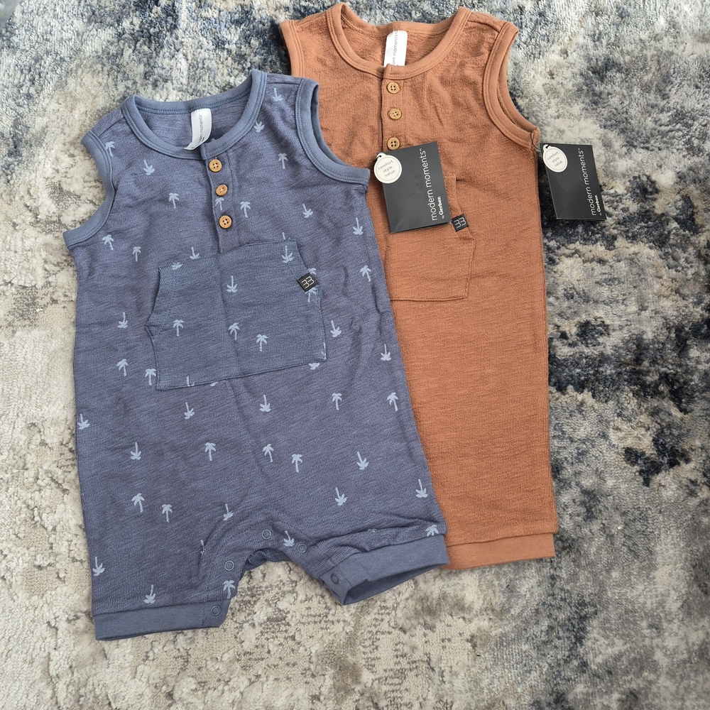 Sleeveless Bodysuit Set - Blue and Orange